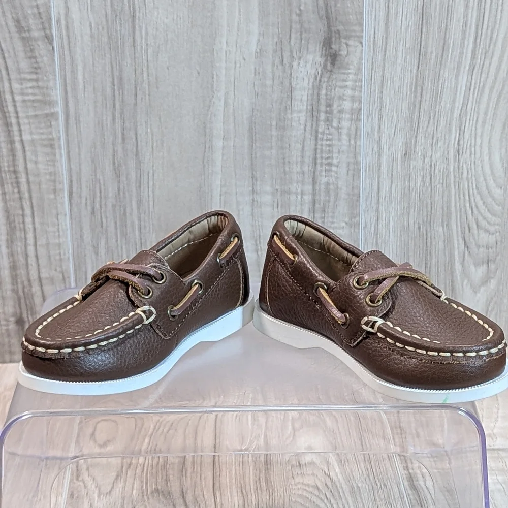 Janie and Jack Brown Leather Boat Shoes
